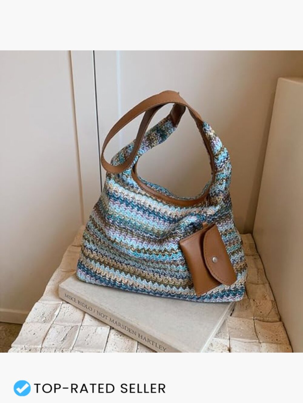 Women's Woven Straw Hobo Shoulder Crossbody Bag Summer Beach Vacation Tote - Picture 3 of 7